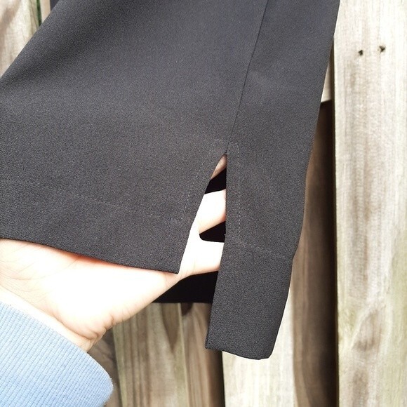 Madewell Black Mini Dress Leather Pocket T-Shirt High-low Dress Exposed Zip XS - Picture 12 of 13